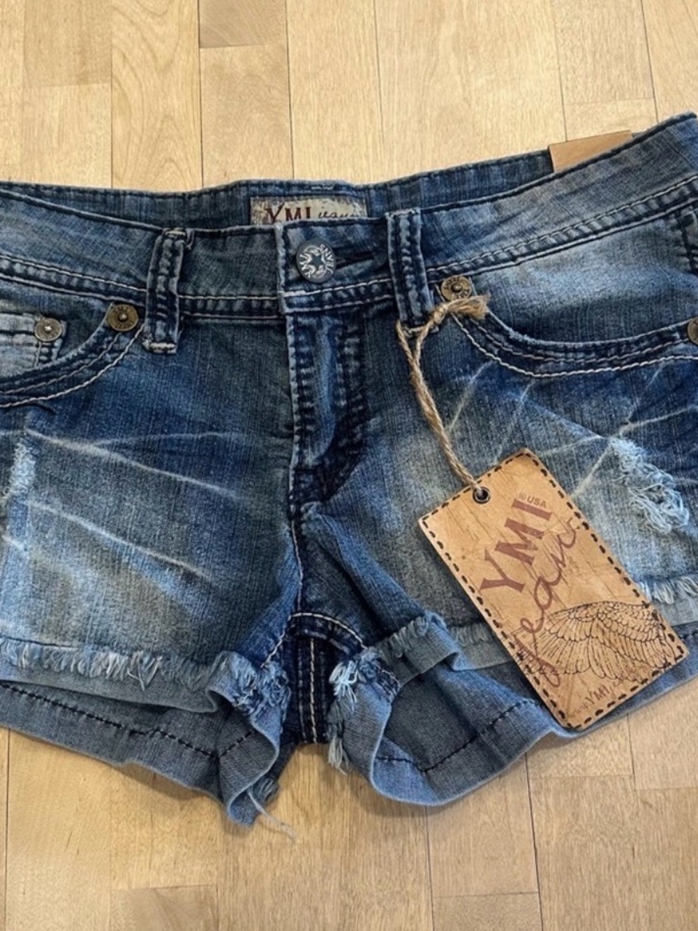 YMI Blue Distressed Denim Jean Shorts